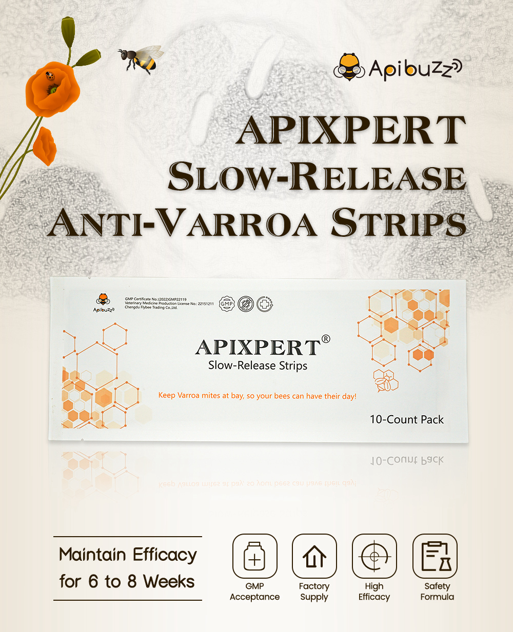 Полоски APIXPERT с флуметрином Варроа замедленного действия Полоски APIXPERT с флуметрином Варроа замедленного действия